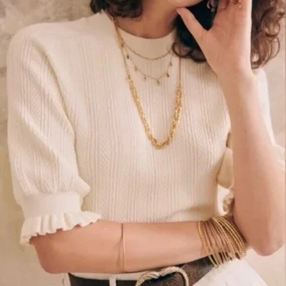 Sezane Sweaters - Sezane Adele Cream Sweater, FR XL (L)